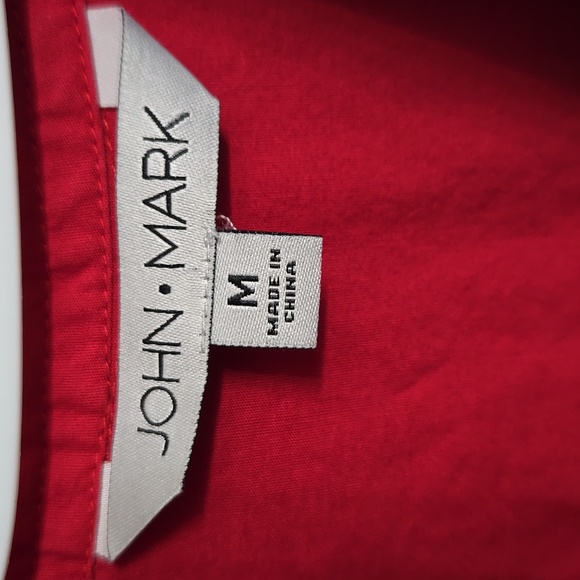 John Mark Button Down Red Tunic Top with Pockets - Picture 3 of 4